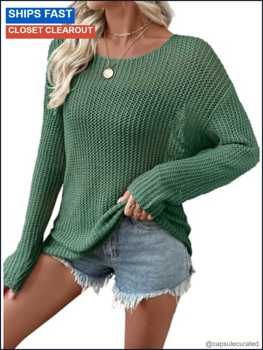 Crochet Sweater Hollow Out Knit Top Crewneck Pullover